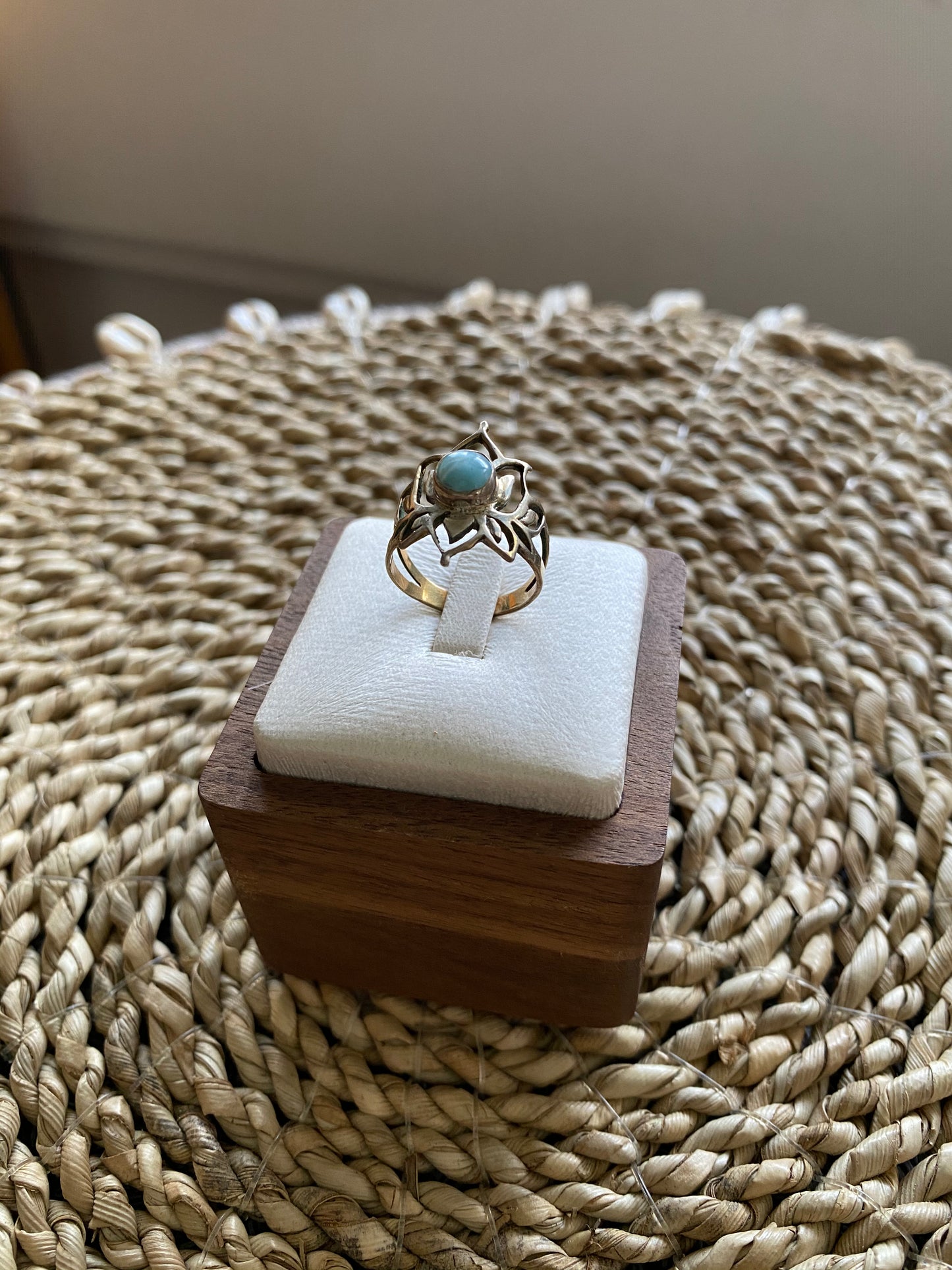 海紋石蓮花戒指#1 Ring Lotus in Larimar