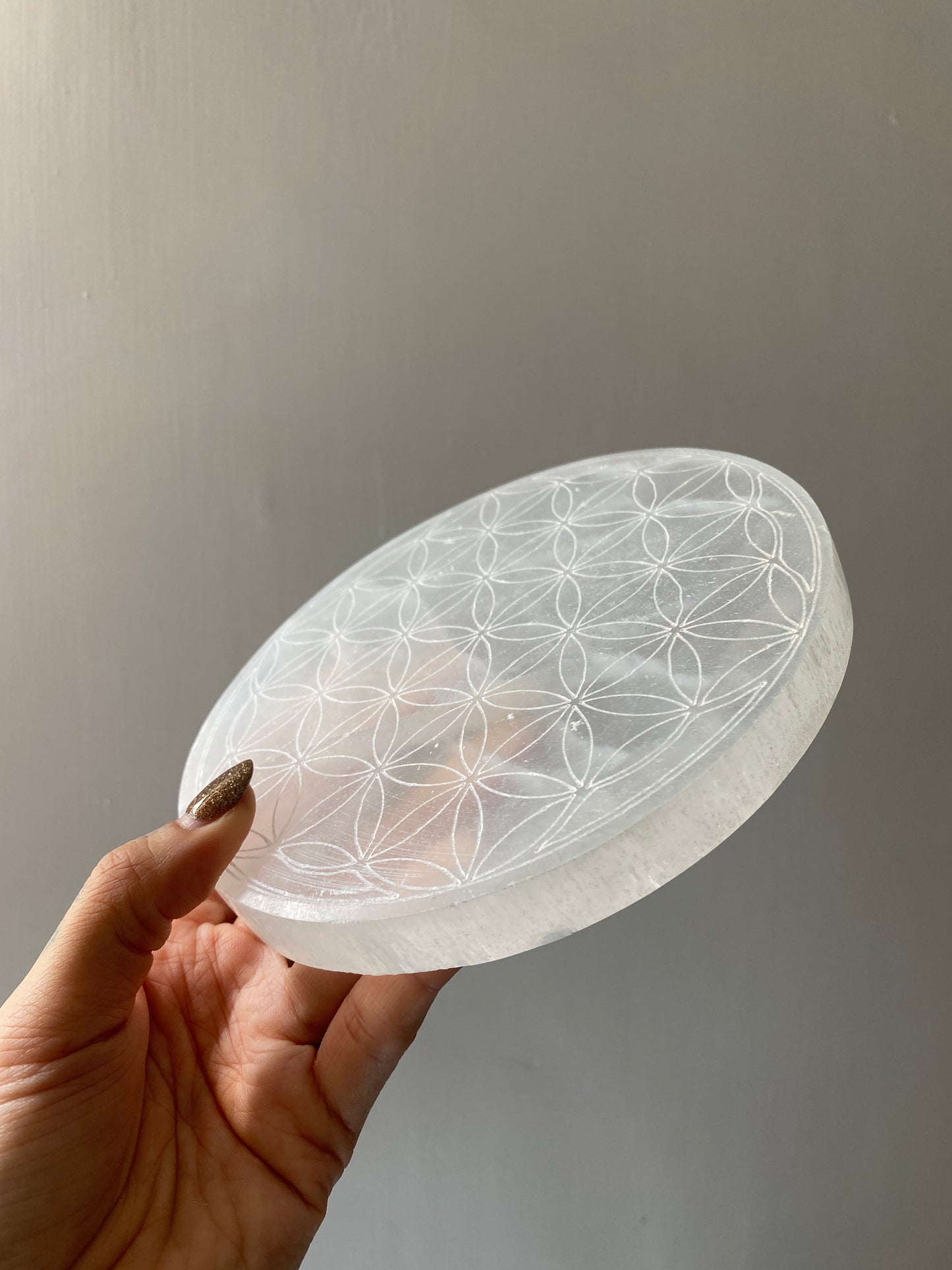 生命之花透石膏碟 Flower Of Life Selenite Plate