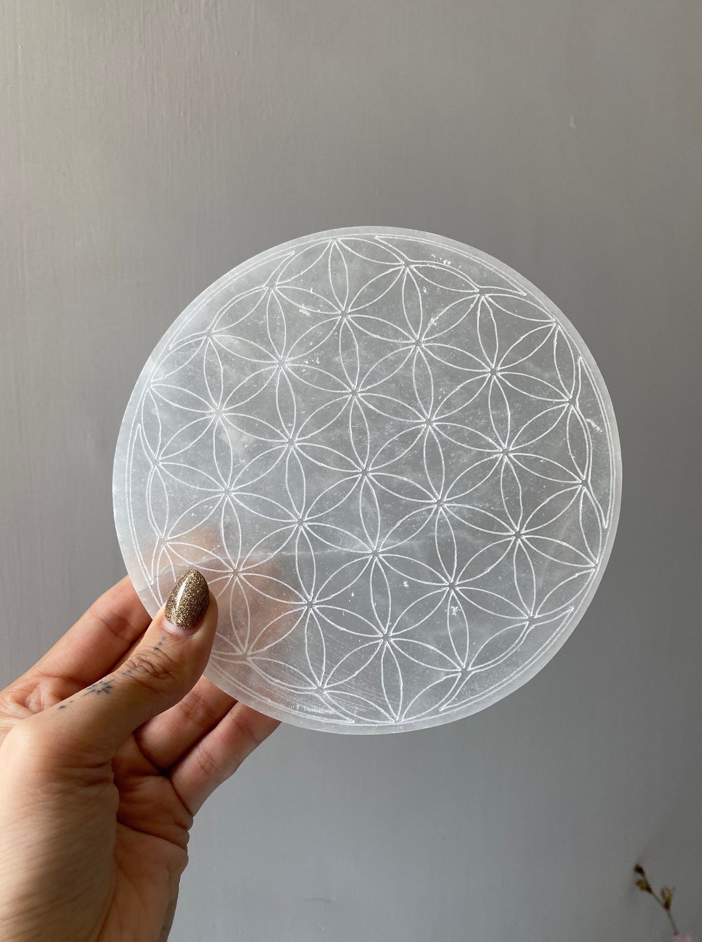 生命之花透石膏碟 Flower Of Life Selenite Plate