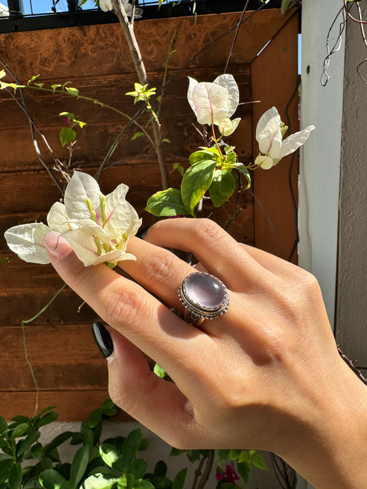 粉晶橢圓形大戒指 Rose Quartz Oval Big Ring