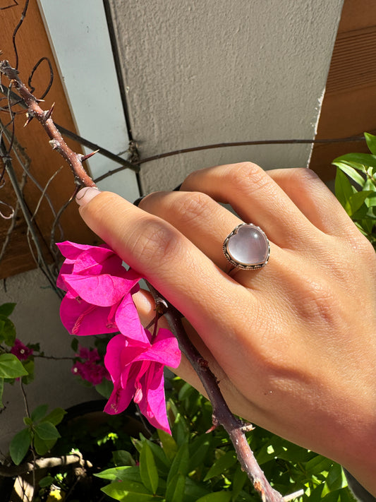 粉晶心心戒指 Rose Quartz Big Heart Ring