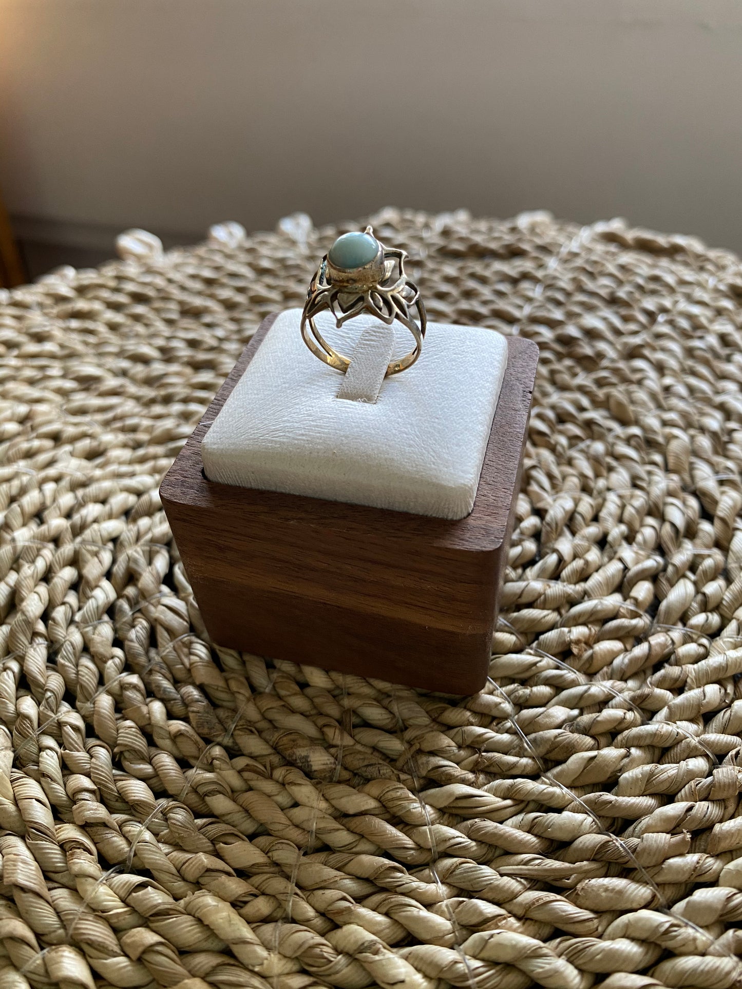 海紋石蓮花戒指#2 Ring Lotus in Larimar