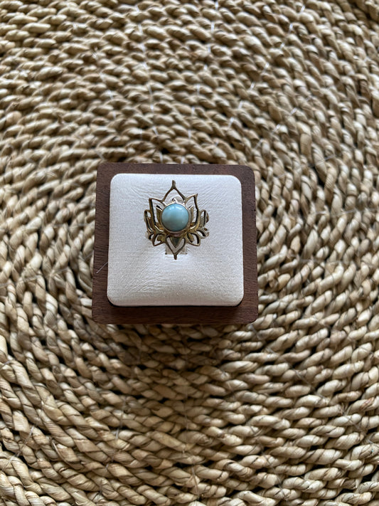 海紋石蓮花戒指#2 Ring Lotus in Larimar