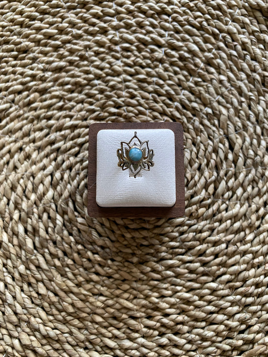 海紋石蓮花戒指#1 Ring Lotus in Larimar