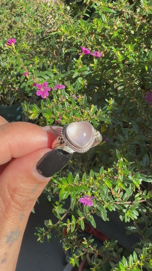 粉晶細心心戒指 Rose Quartz Small Heart Ring